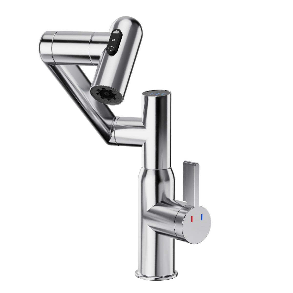 Bathroom Single Hole Sink Faucet Chrome Two Handles Rotable Spout W1217P214949