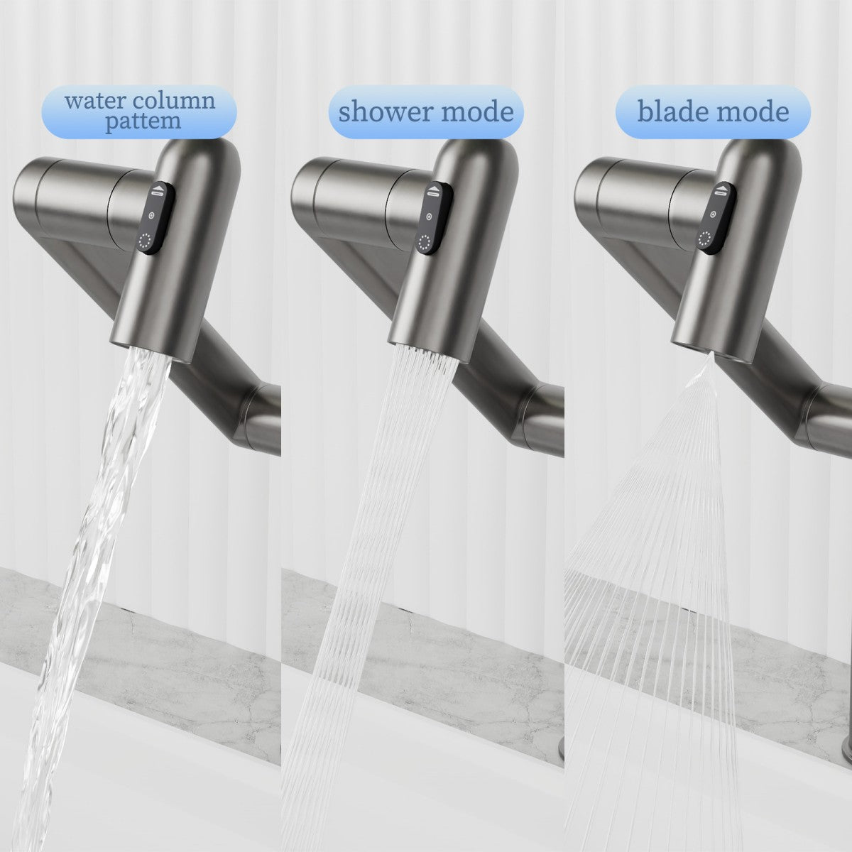 Bathroom Single Hole Sink Faucet Grey Two Handles Rotable Spout W1217P214939