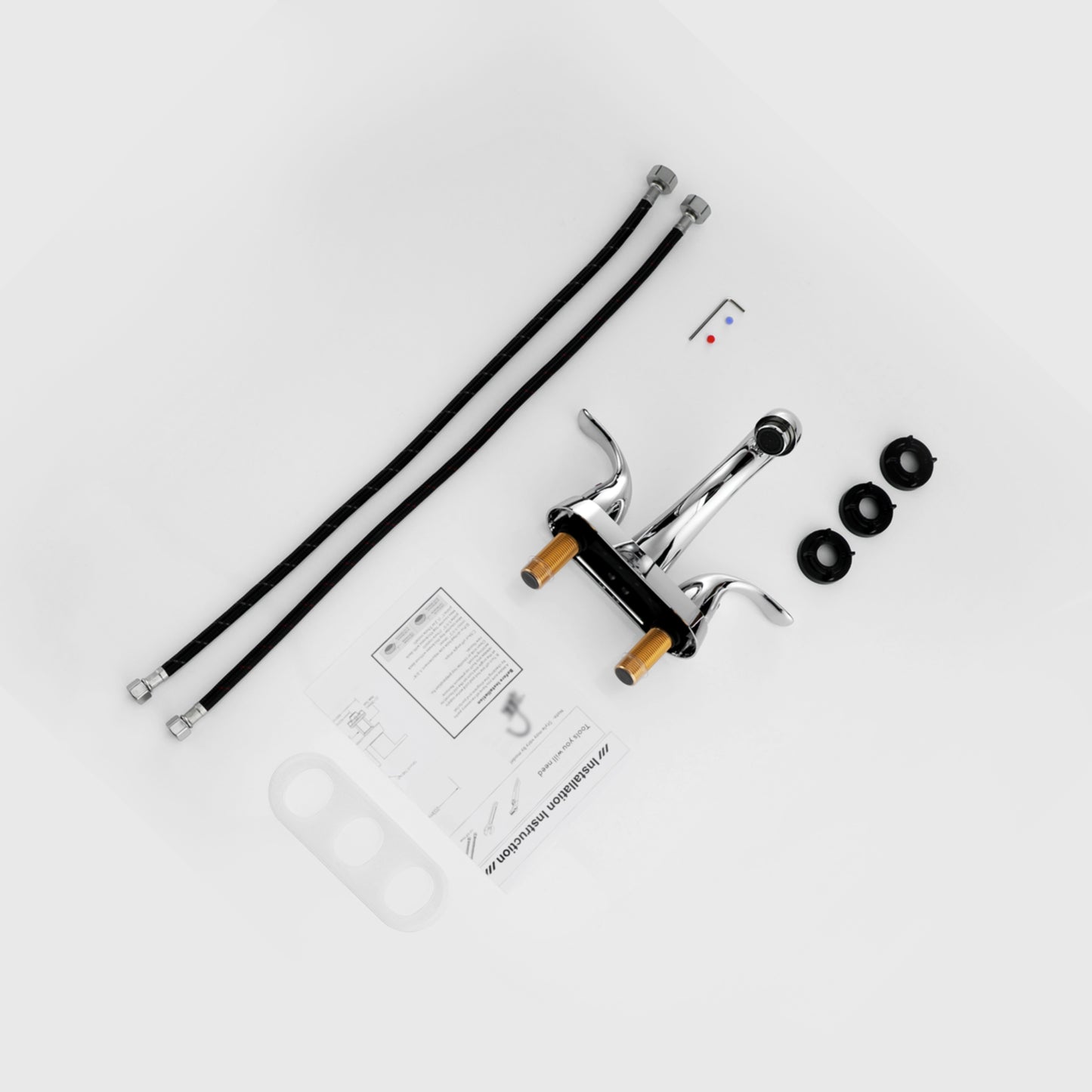 Bathroom Centerset Sink Faucet Chrome Double Handles B2724P262917