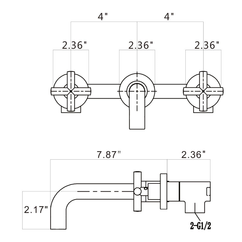 Bathroom Sink Faucet Brushed Gold Double Handles Wall Mounted With Pop-up Drain W928P261444