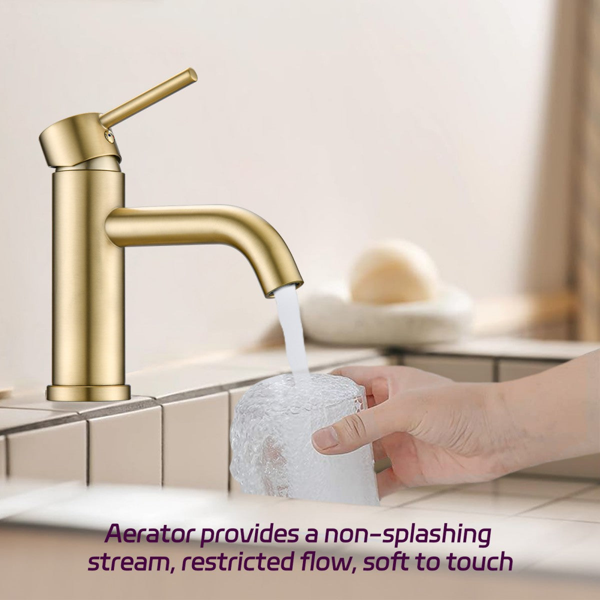 Bathroom Single Hole Sink Faucet Gold Single Handle W1224P203279