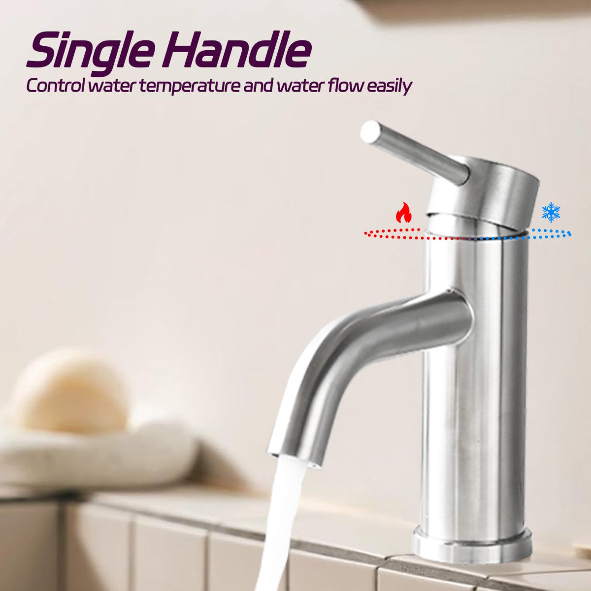Bathroom Single Hole Sink Faucet Brushed Nickel Single Handle W1224P203274