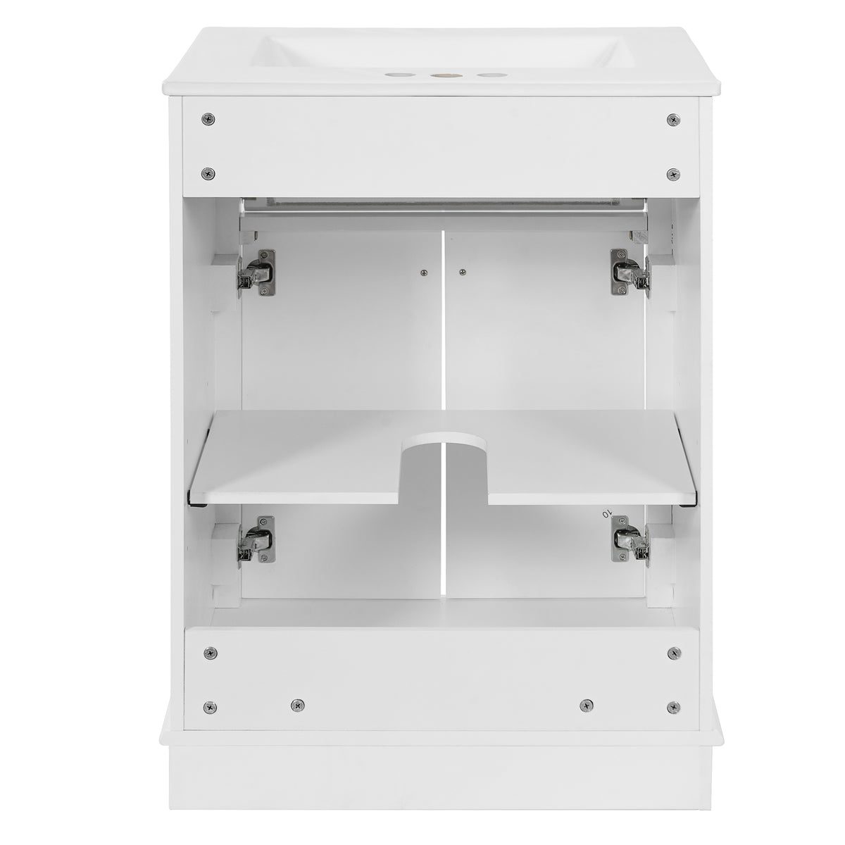 24" Bathroom Vanity with Sink, Small Bathroom Vanity with Tip-Out Drawer & Adjustable Storage, 3-Hole 4" Centerset Ceramic Sink with Overflow, Soft Close Door,White