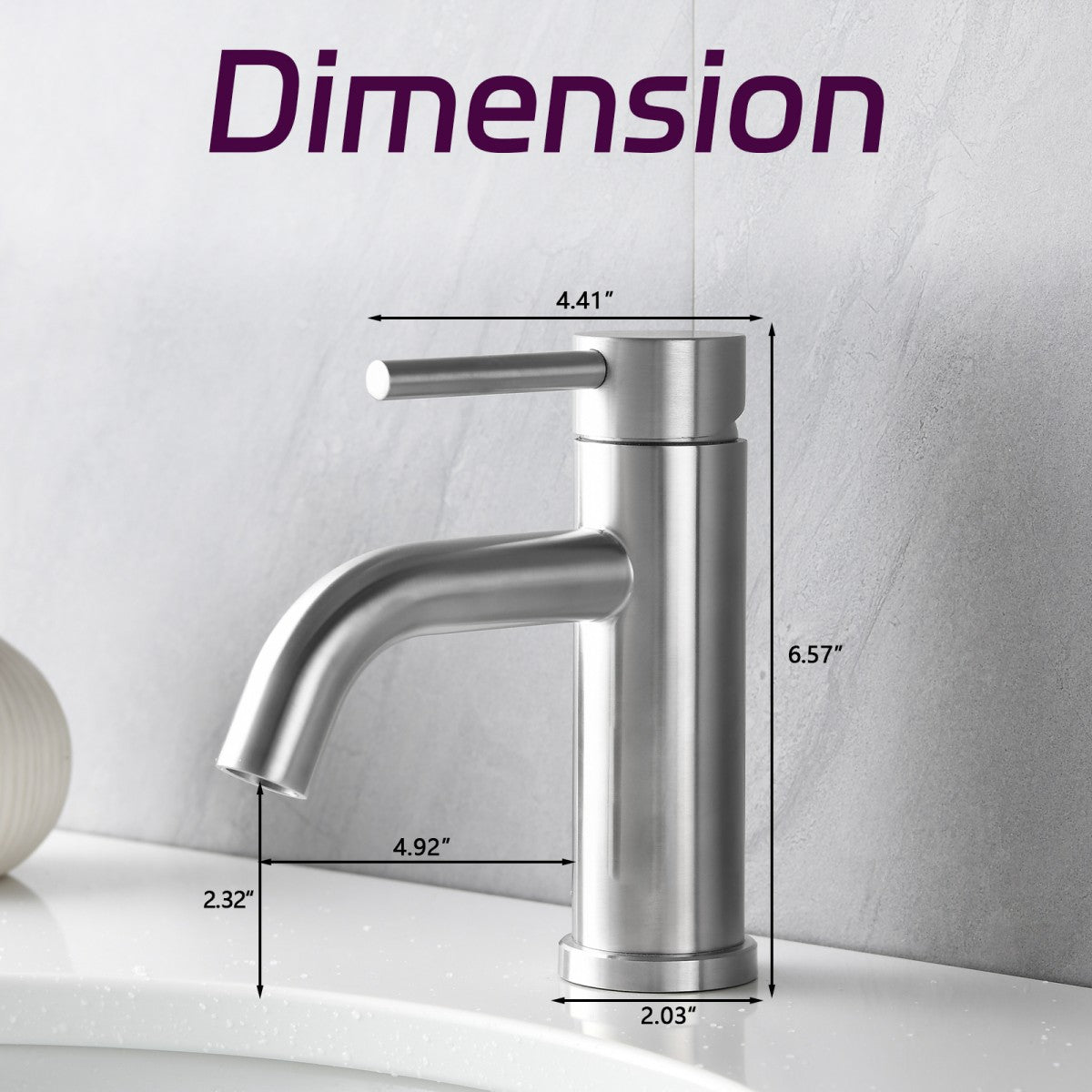 Bathroom Single Hole Sink Faucet Brushed Nickel Single Handle W1224P203274