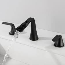 Bathroom Widespread Three Hole Sink Faucet Matte Black Two Handles DSDC856MB
