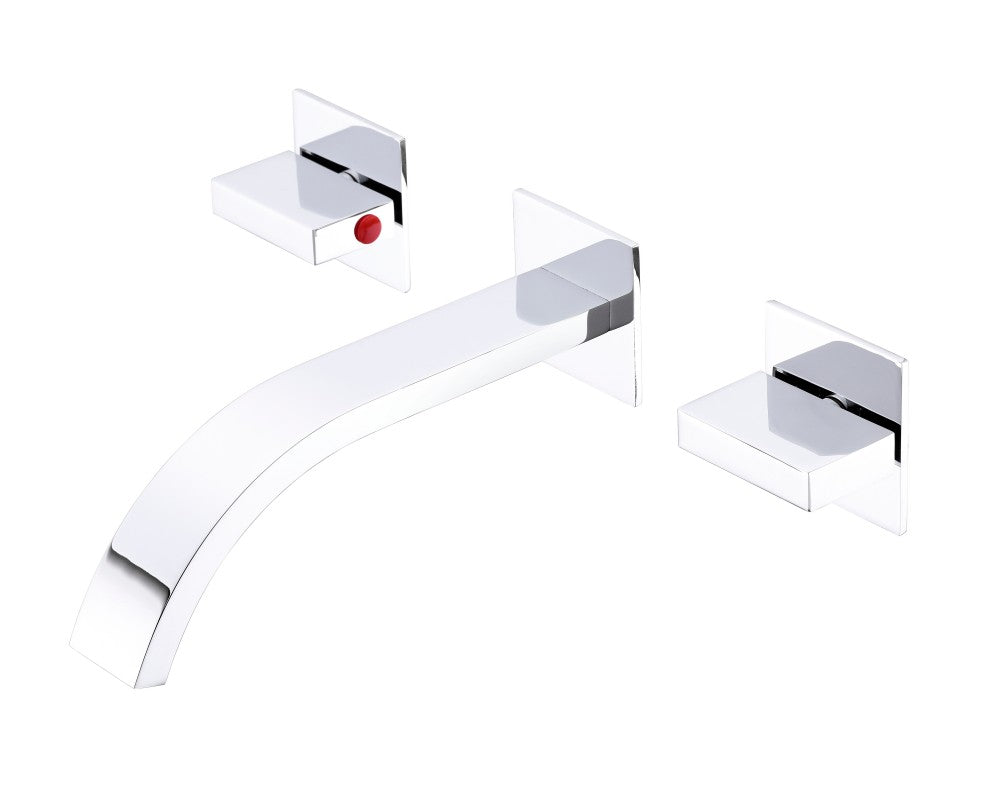 Bathroom Sink Faucet Chrome Double Handles Wall Mounted