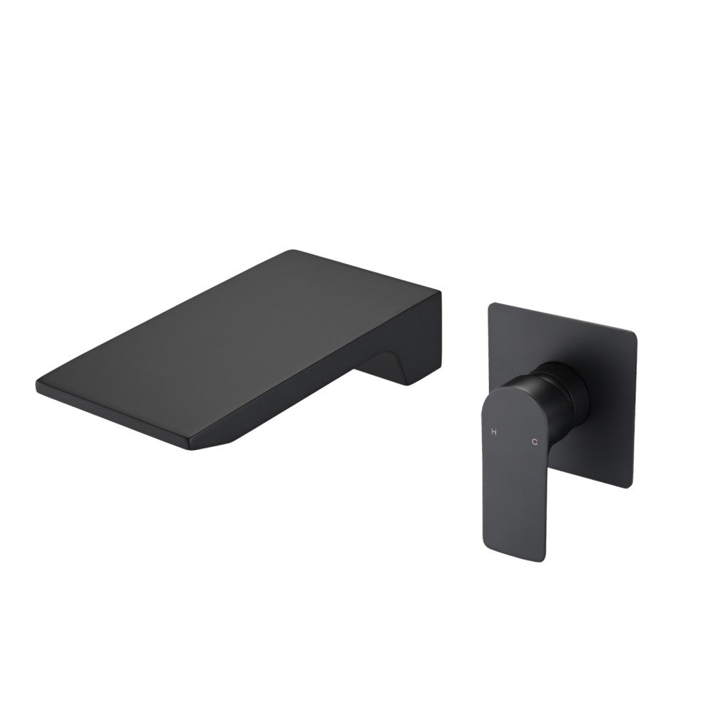 Bathroom Waterfall Sink Faucet Matte Black Single Handle Wall Mounted W121749830