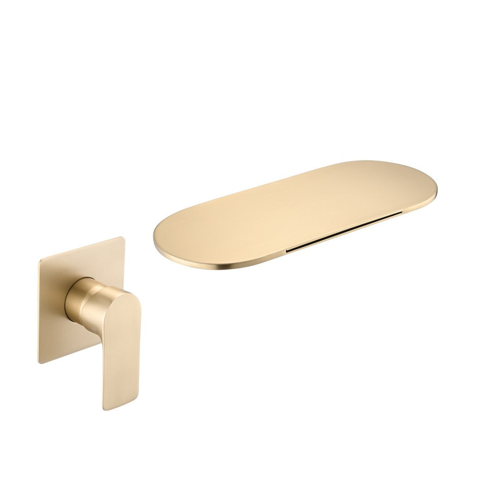Bathroom Waterfall Sink Faucet Gold Single Handle Wall Mounted W121749827