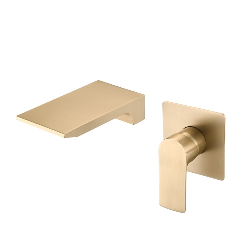 Bathroom Waterfall Sink Faucet Gold Single Handle Wall Mounted W121749826