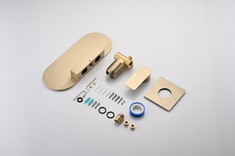 Bathroom Waterfall Sink Faucet Gold Single Handle Wall Mounted W121749827