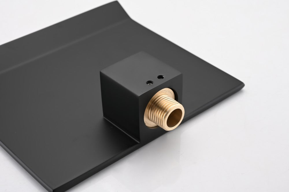 Bathroom Waterfall Sink Faucet Matte Black Single Handle Wall Mounted W121750477