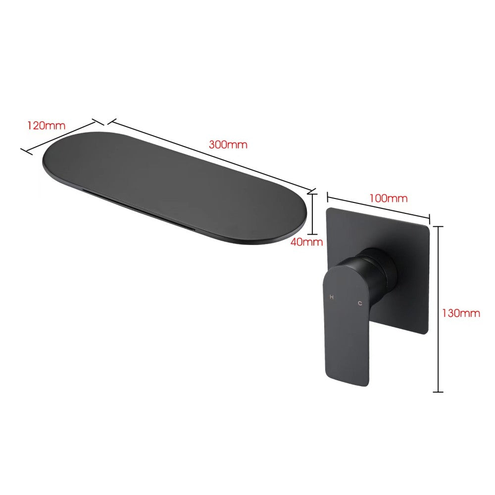 Bathroom Waterfall Sink Faucet Matte Black Single Handle Wall Mounted W121749838