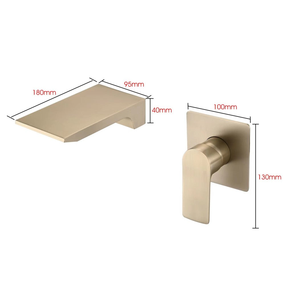 Bathroom Waterfall Sink Faucet Gold Single Handle Wall Mounted W121749826