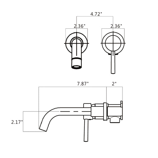 Bathroom Sink Faucet Brushed Gold Single Handle Wall Mounted W122453402