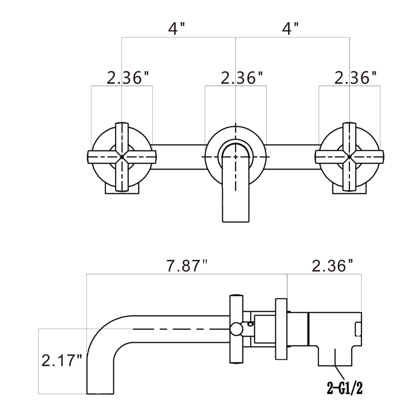 Bathroom Sink Faucet Brushed Gold Double Handles Wall Mounted W122453410