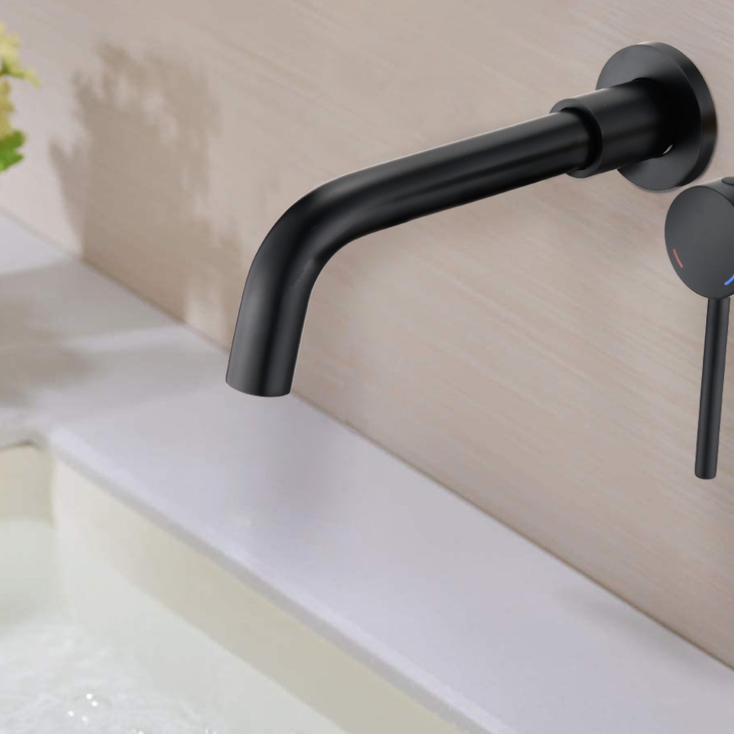 Bathroom Sink Faucet Matte Black Single Handle Wall Mounted W122453401