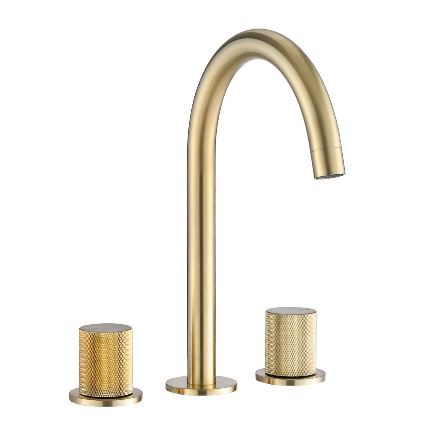 Bathroom Widespread Three Hole Sink Faucet Brushed Gold Two Handles Round W122458163