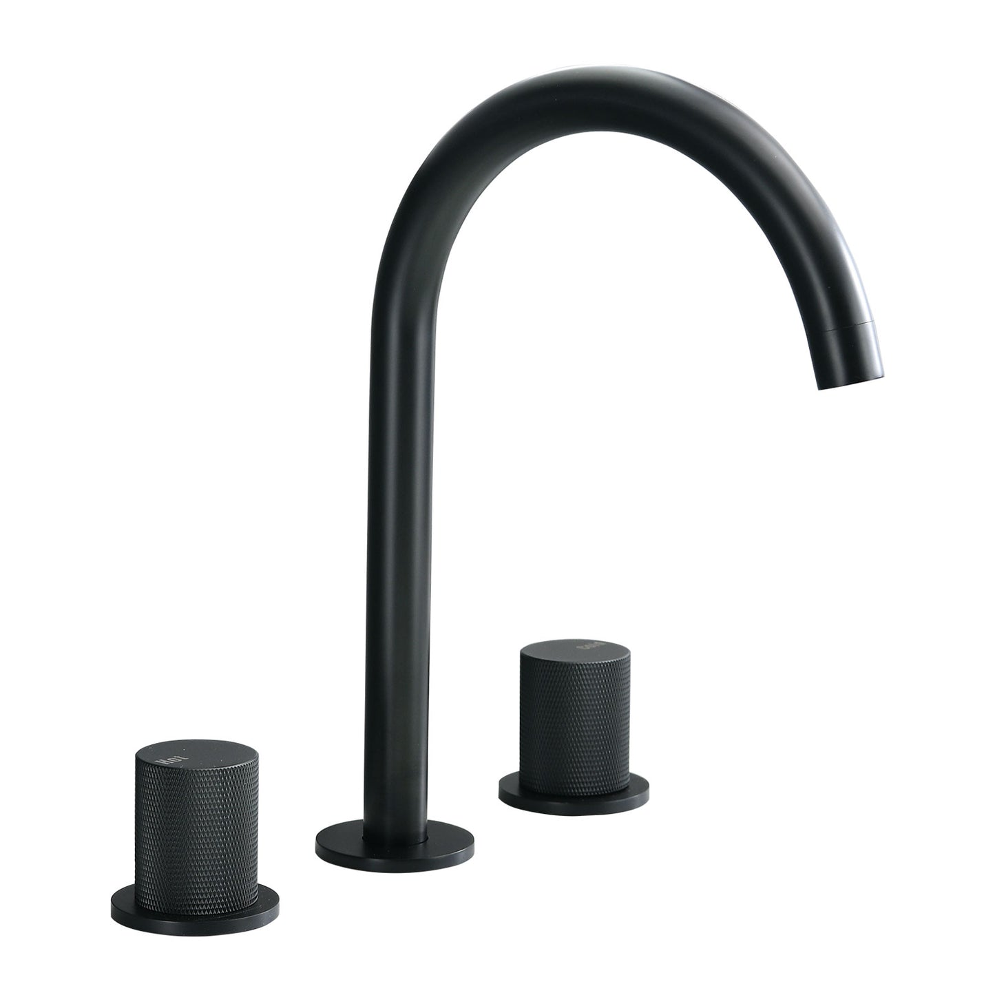 Bathroom Widespread Three Hole Sink Faucet Matte Black Two Handles Round W122458158