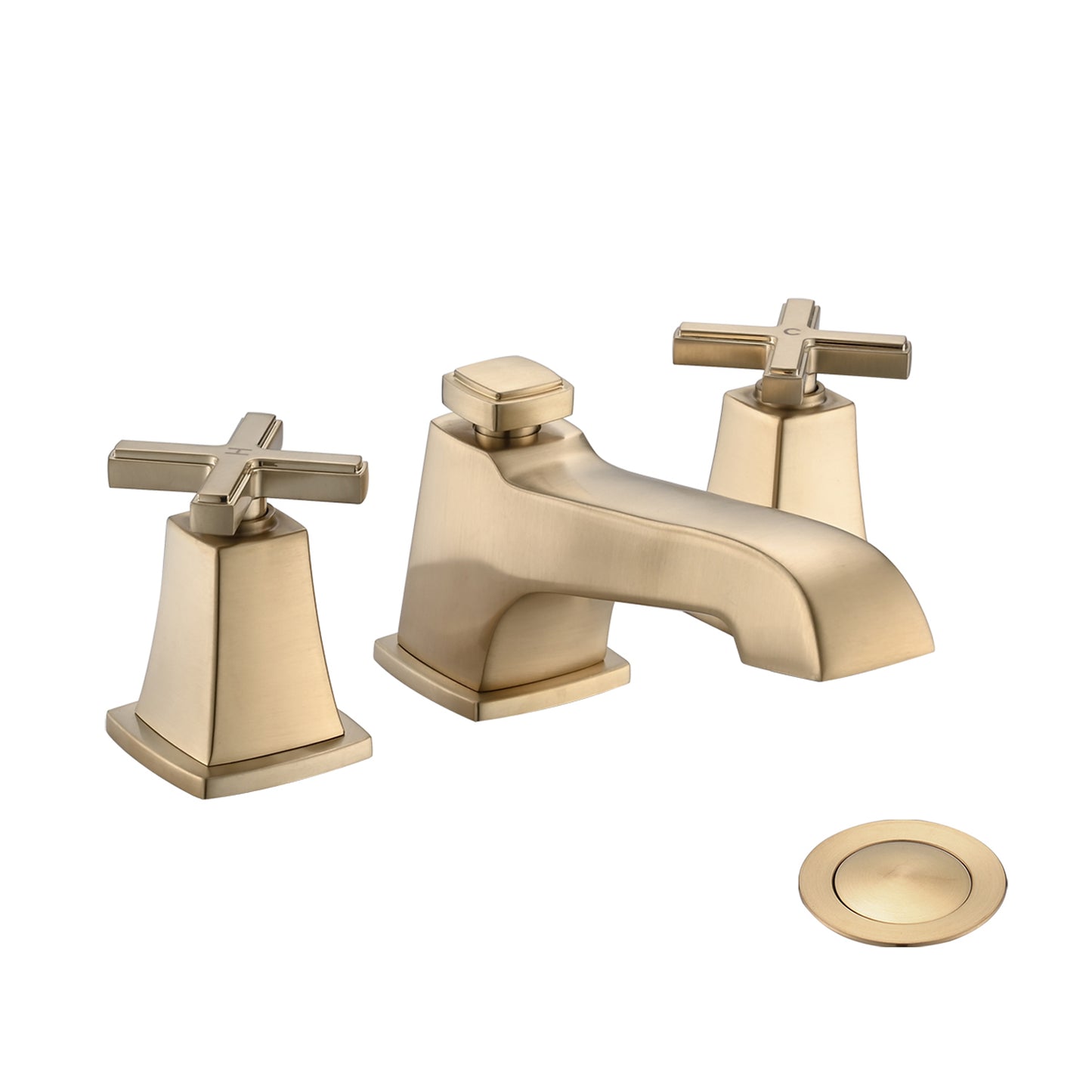 Bathroom Widespread Three Holes Sink Faucet Gold Two Handles With Pop-up Drain W122458935