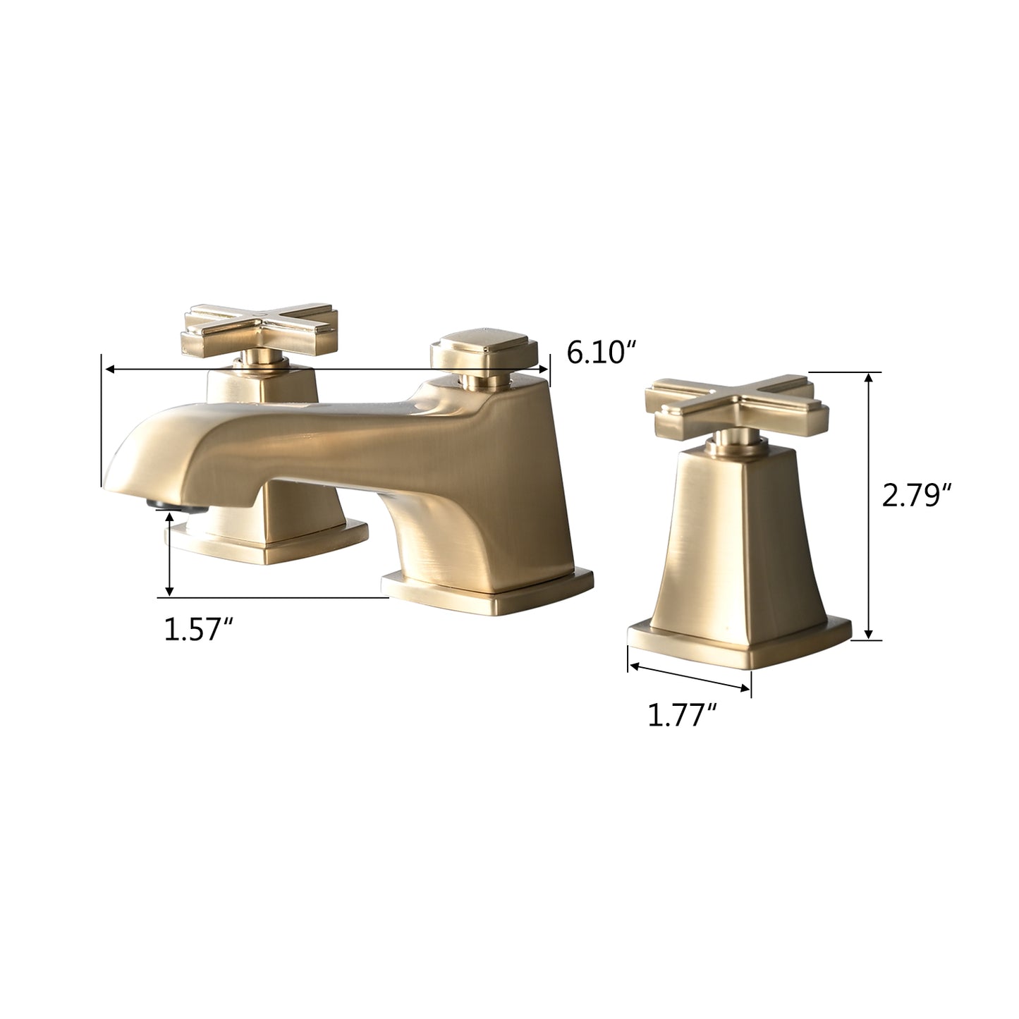 Bathroom Widespread Three Holes Sink Faucet Gold Two Handles With Pop-up Drain W122458935