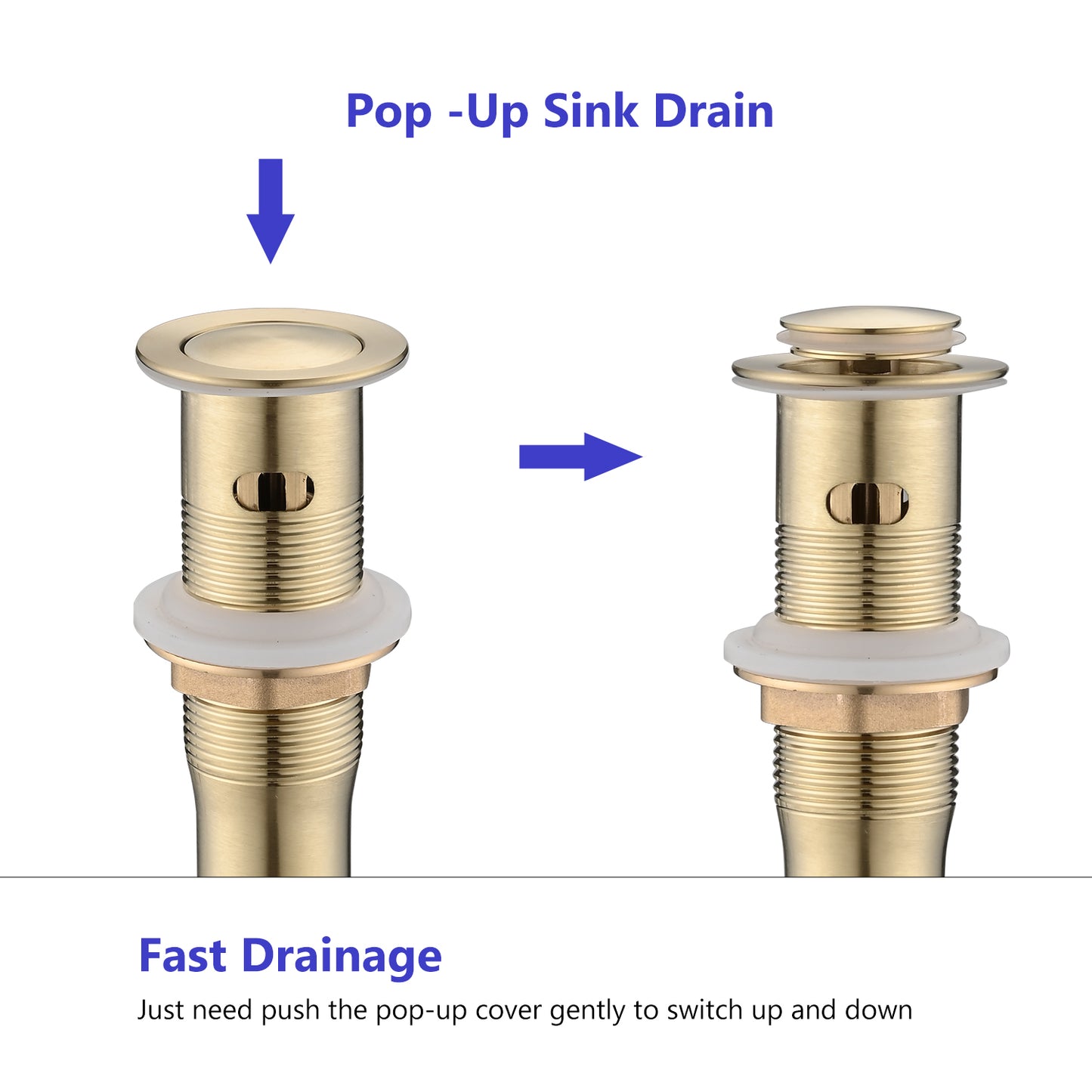 Bathroom Widespread Three Holes Sink Faucet Gold Two Handles With Pop-up Drain W122458935