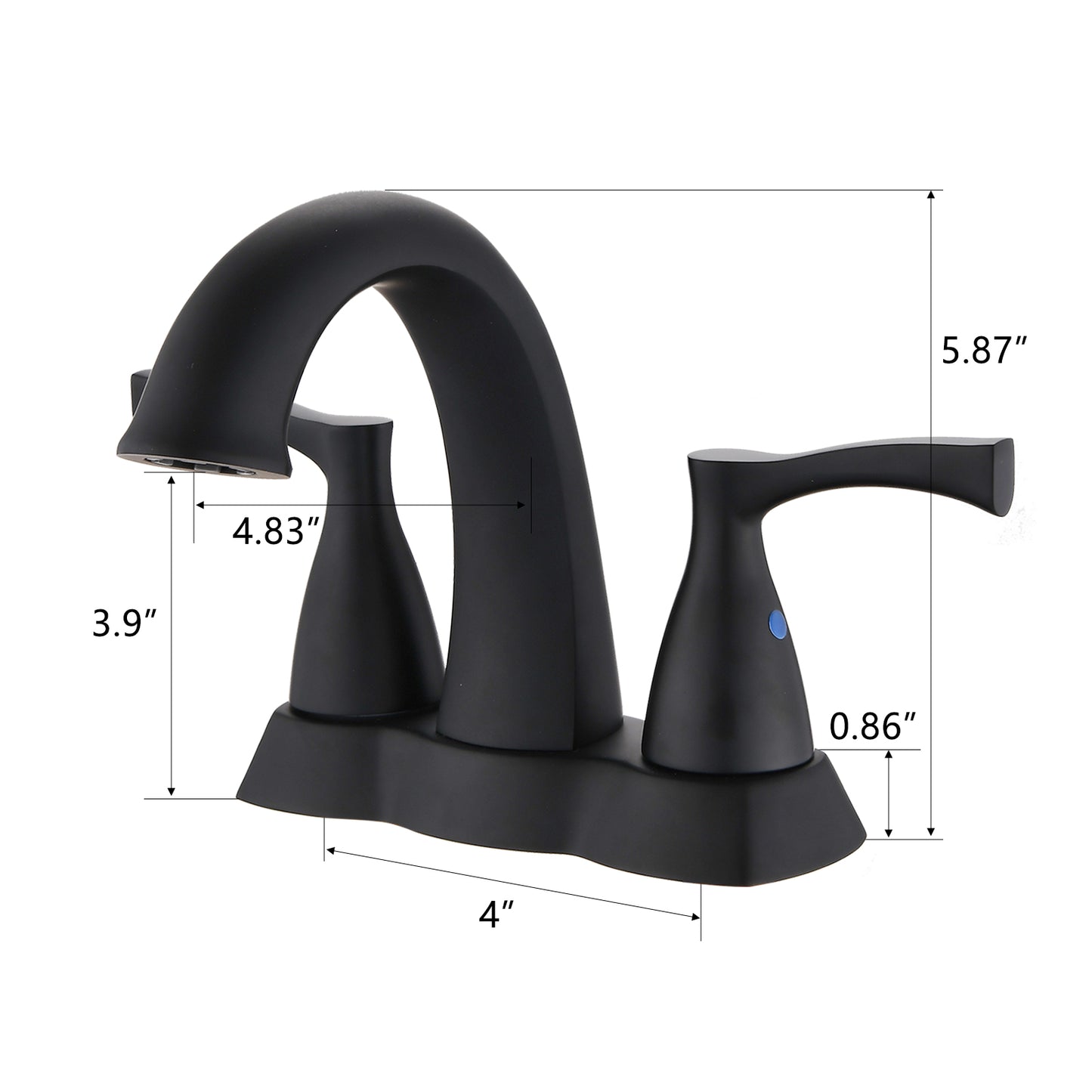 Bathroom Centerset Sink Faucet Matte Black Double Handles With Pop-up Drain W122460800