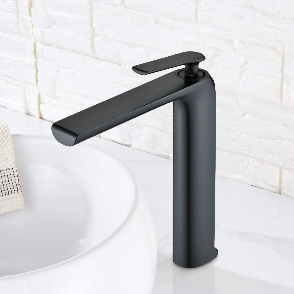 Bathroom Vessel Single Hole Sink Faucet Matte Black Single Handle W105963375