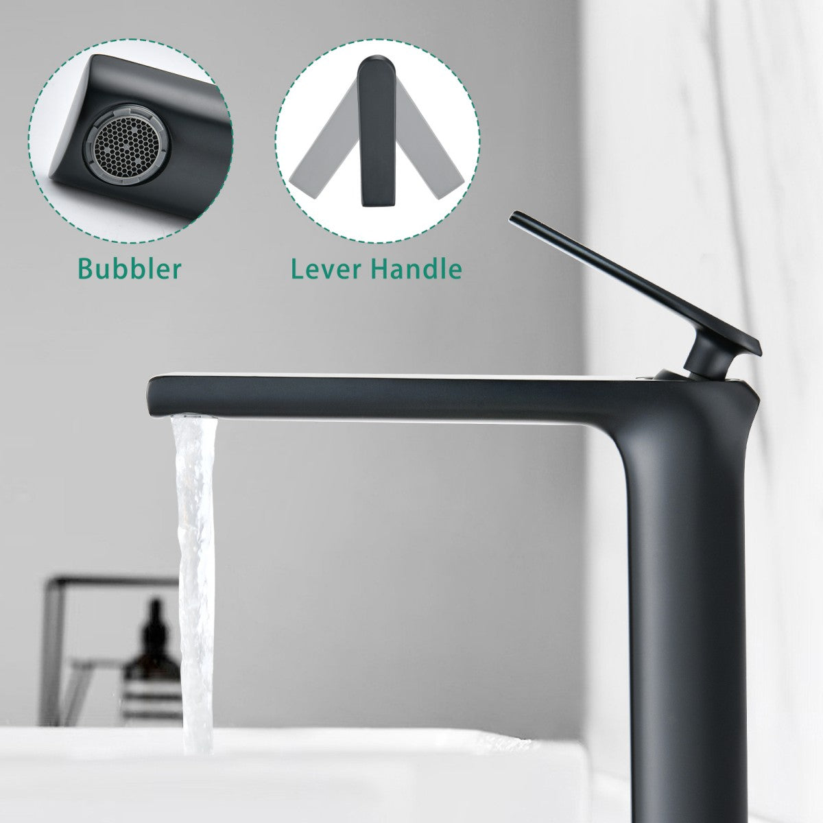 Bathroom Vessel Single Hole Sink Faucet Matte Black Single Handle W105963375