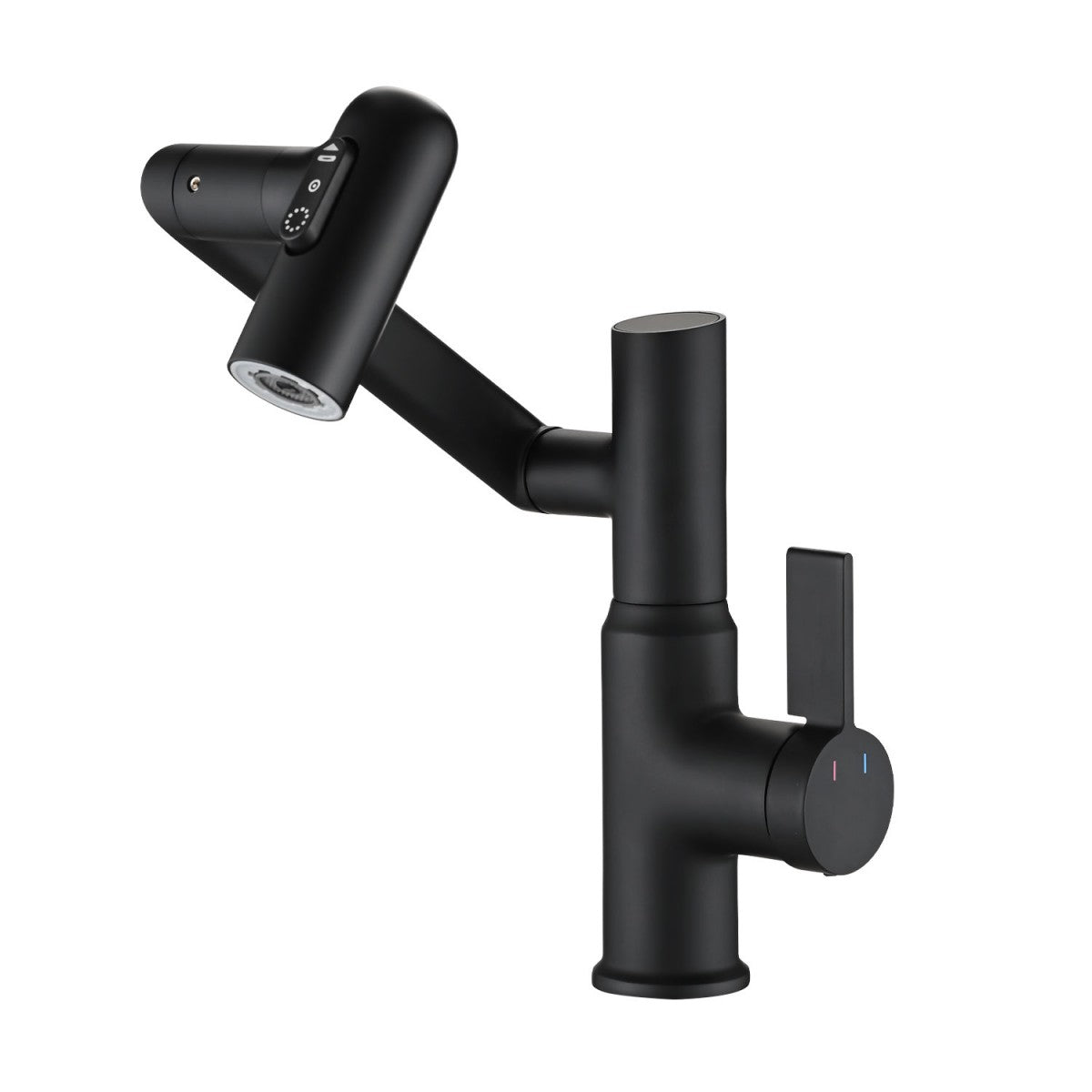 Bathroom Single Hole Sink Faucet Matte Black Two Handles Rotable Spout W121765120