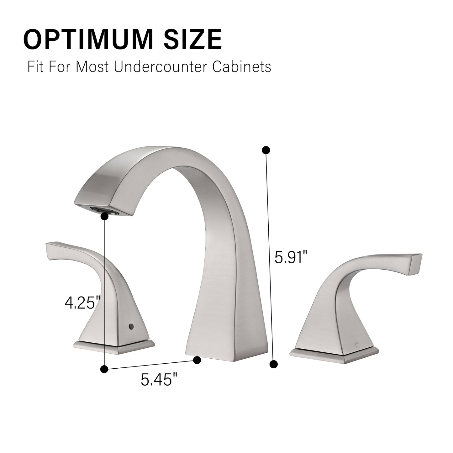 Bathroom Widespread Three Hole Sink Faucet Brushed Nickel Two Handles With Pop-up Drain W122465392