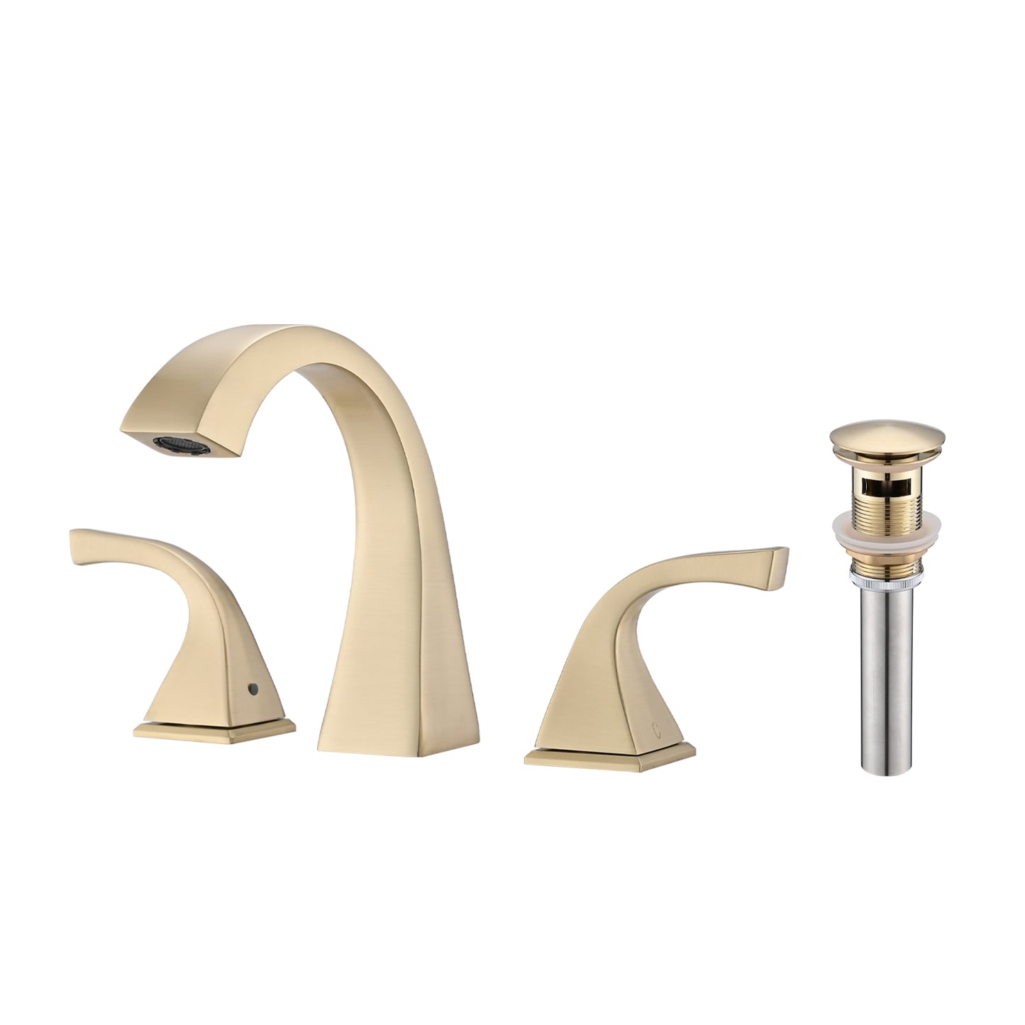 Bathroom Widespread Three Hole Sink Faucet Gold Two Handles With Pop-up Drain W122465399