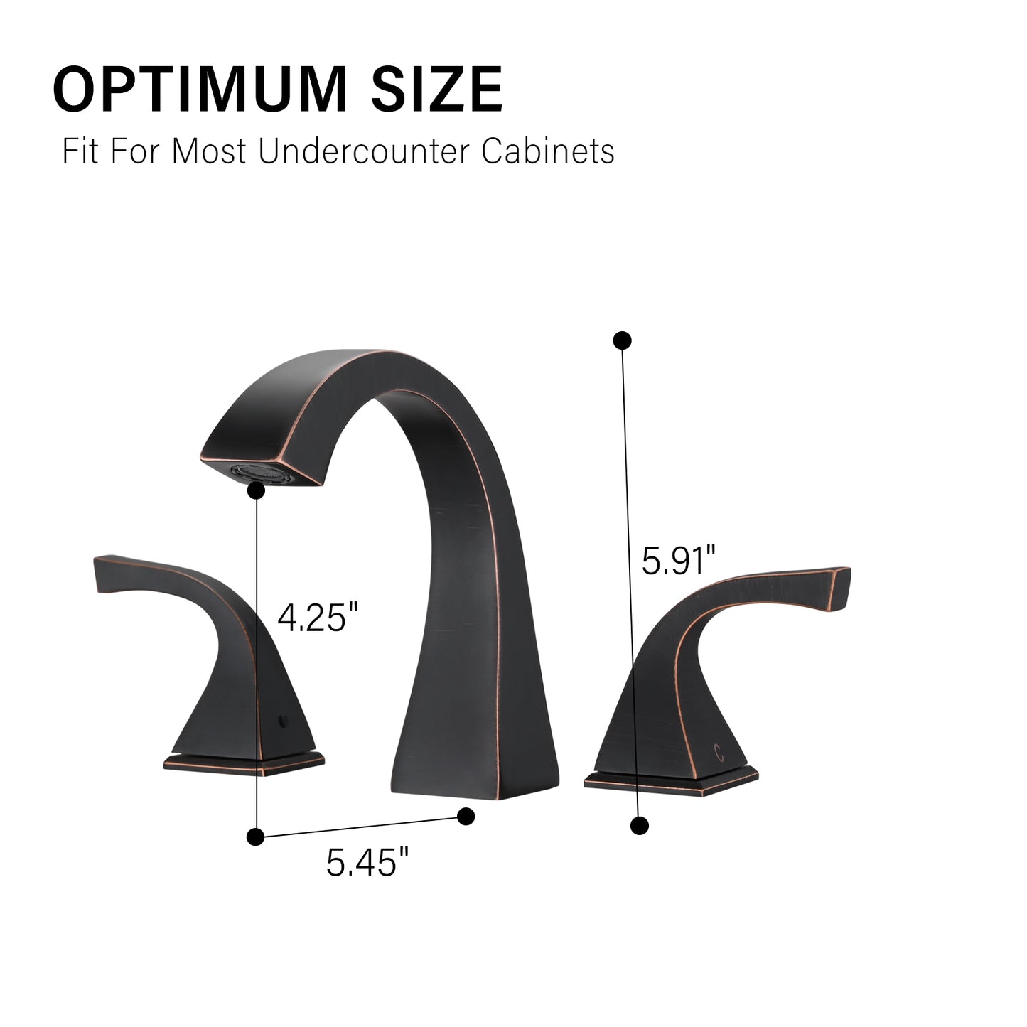 Bathroom Widespread Three Hole Sink Faucet Matte Black Two Handles With Pop-up Drain W122465398