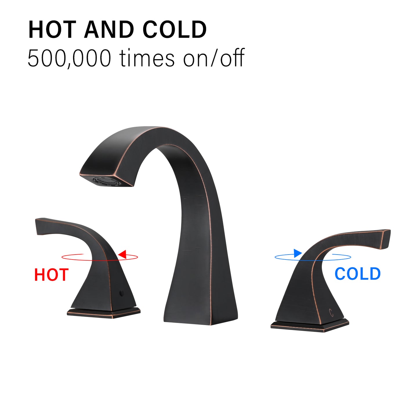 Bathroom Widespread Three Hole Sink Faucet Matte Black Two Handles With Pop-up Drain W122465398