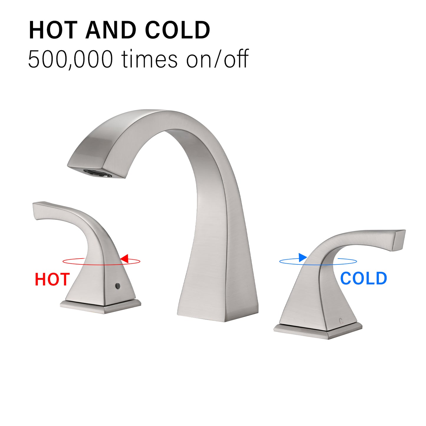 Bathroom Widespread Three Hole Sink Faucet Brushed Nickel Two Handles With Pop-up Drain W122465392