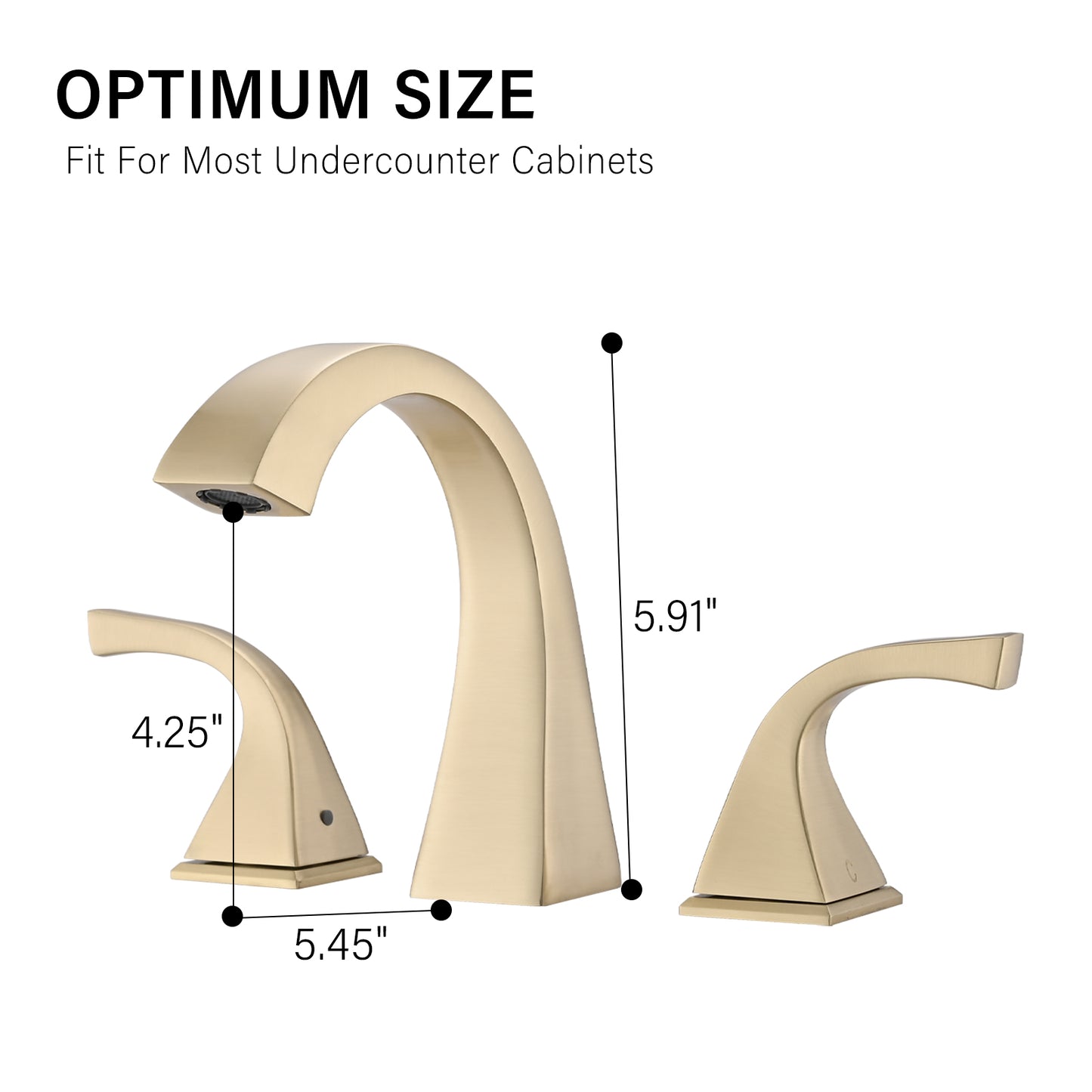 Bathroom Widespread Three Hole Sink Faucet Gold Two Handles With Pop-up Drain W122465399