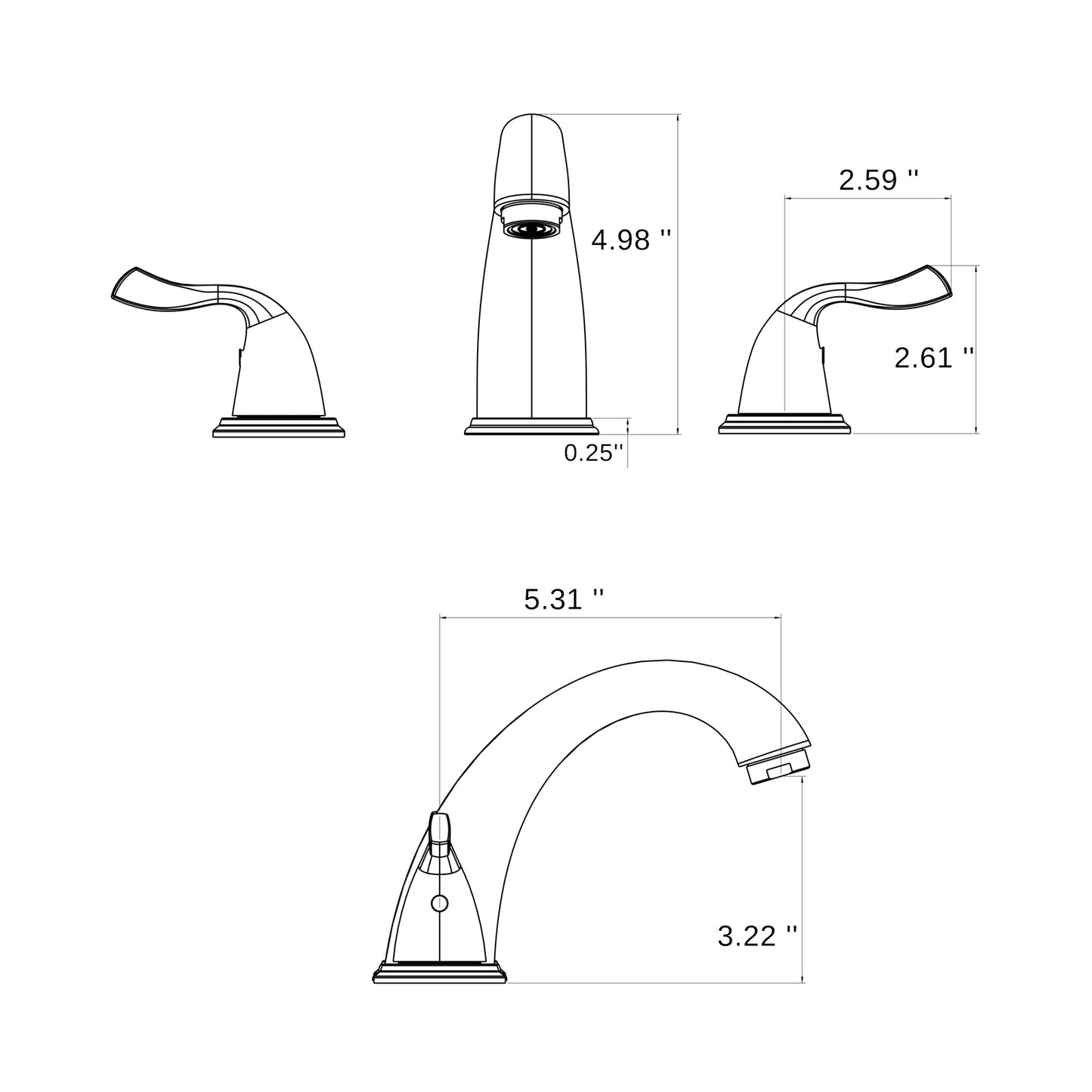 Bathroom Widespread Three Hole Sink Faucet Brushed Nickel Two Handles With Pop-up Drain W122466237