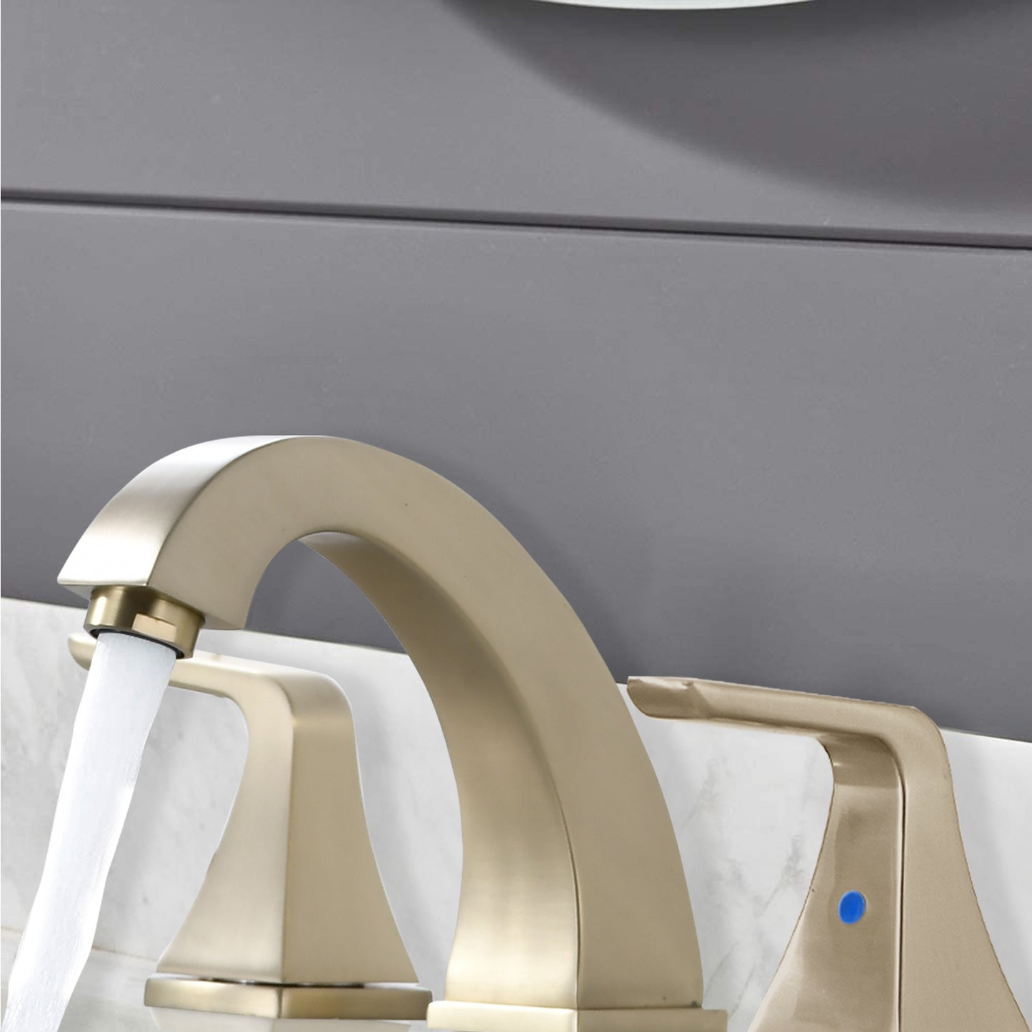 Bathroom Widespread Three Hole Sink Faucet Gold Two Handles With Pop-up Drain W122466657