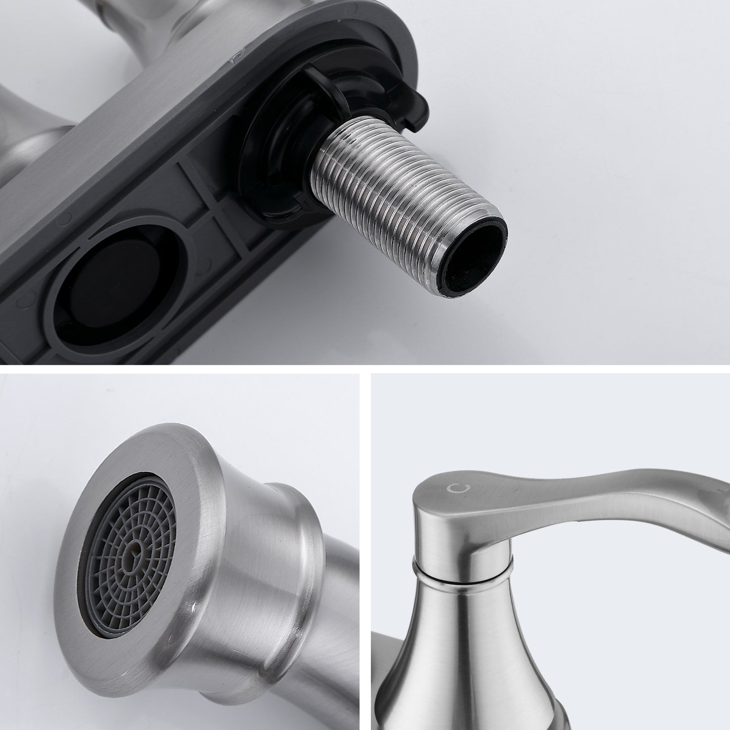 Bathroom Widespread Three Hole Sink Waterfall Faucet Brushed Nickel Two Handles With Pop-up Drain W122470260