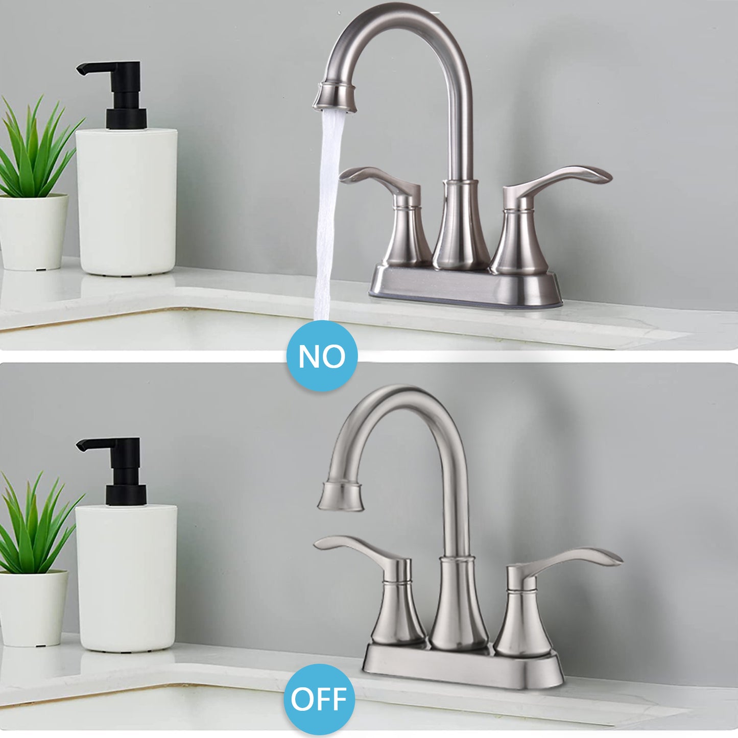 Bathroom Widespread Three Hole Sink Waterfall Faucet Brushed Nickel Two Handles With Pop-up Drain W122470260