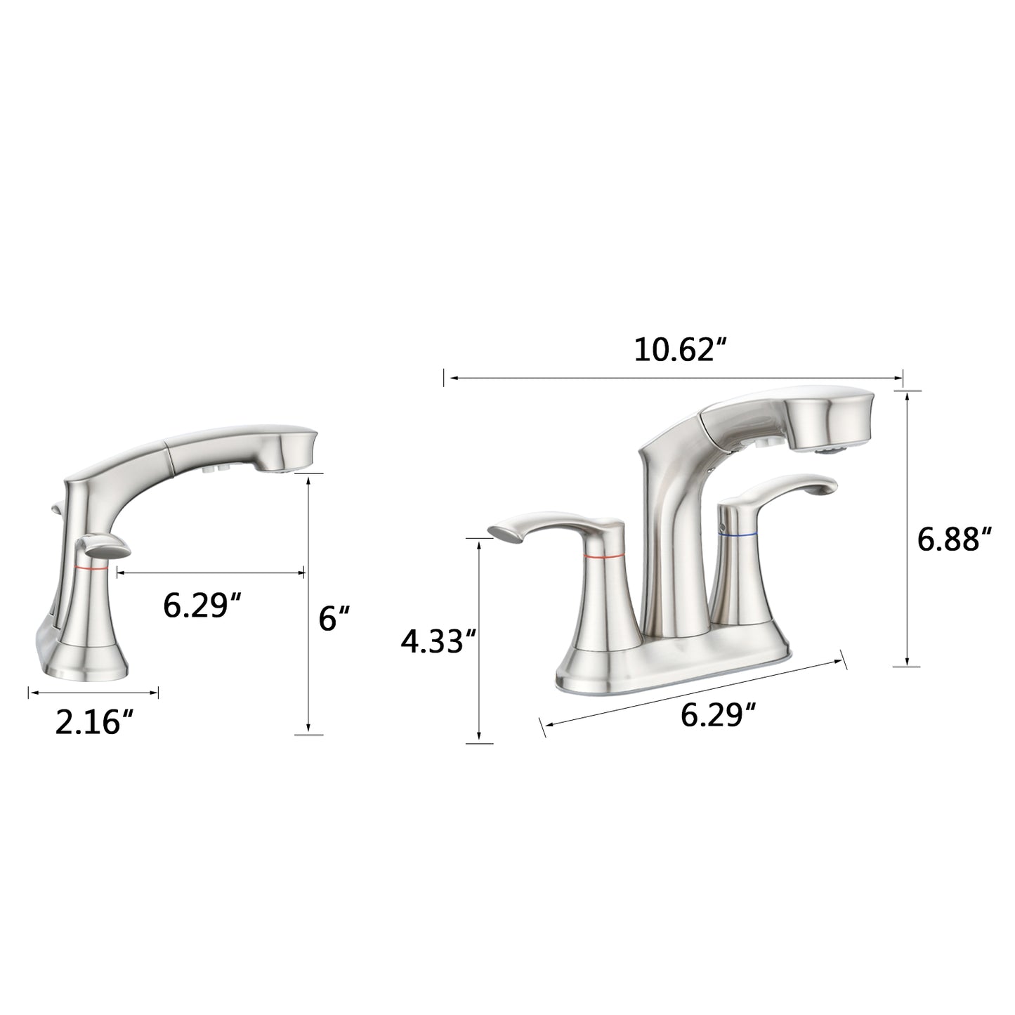 Bathroom Centerset Pull Out Sink Faucet Brushed Nickel Double Handle W122470441
