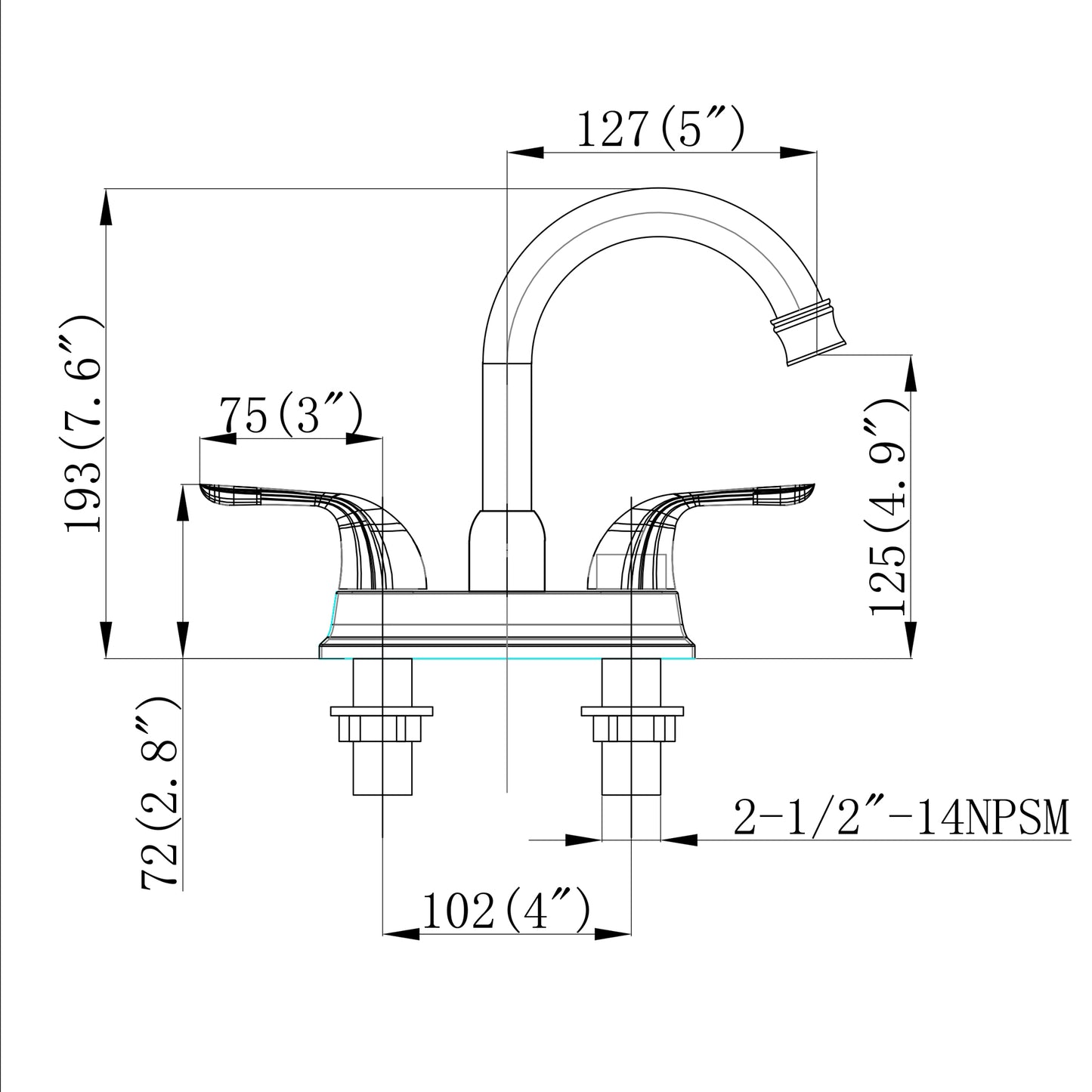 Bathroom Widespread Three Hole Sink Waterfall Faucet Brushed Nickel Two Handles With Pop-up Drain W124372194