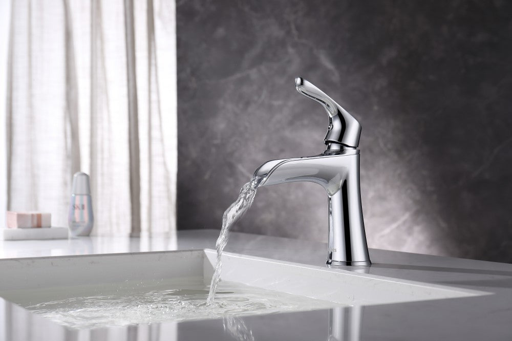 Bathroom Single Hole Waterfall Sink Faucet Chrome Single Handle W105683085