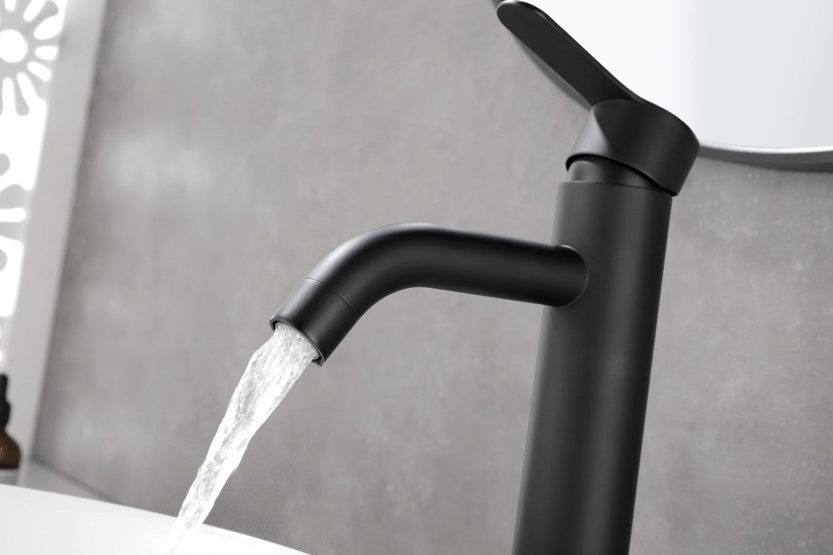 Bathroom Single Hole or Three Hole Vessle Sink Faucet Matte Black Single Handle With Deck Plate W127264939