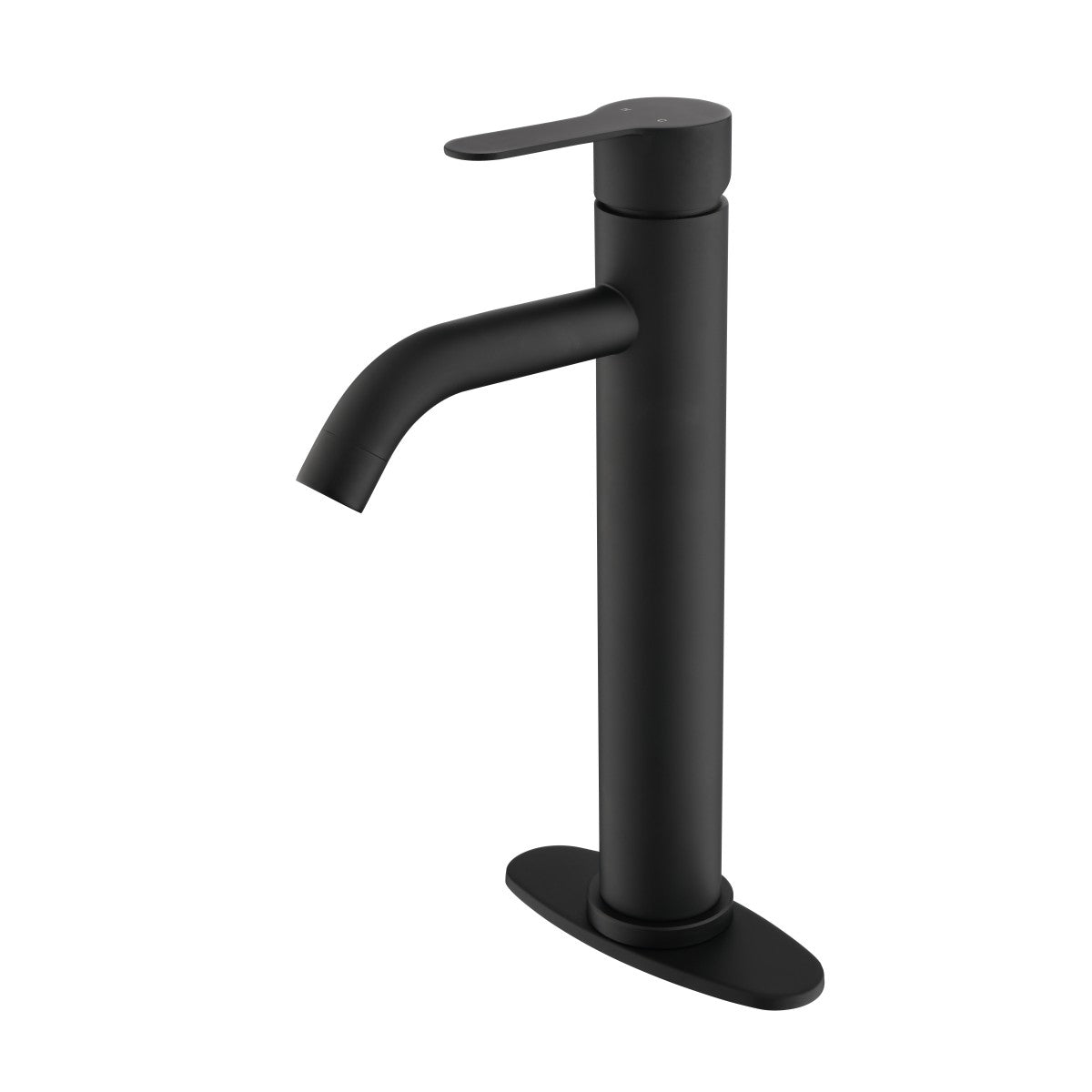 Bathroom Single Hole or Three Hole Vessle Sink Faucet Matte Black Single Handle With Deck Plate W127264939