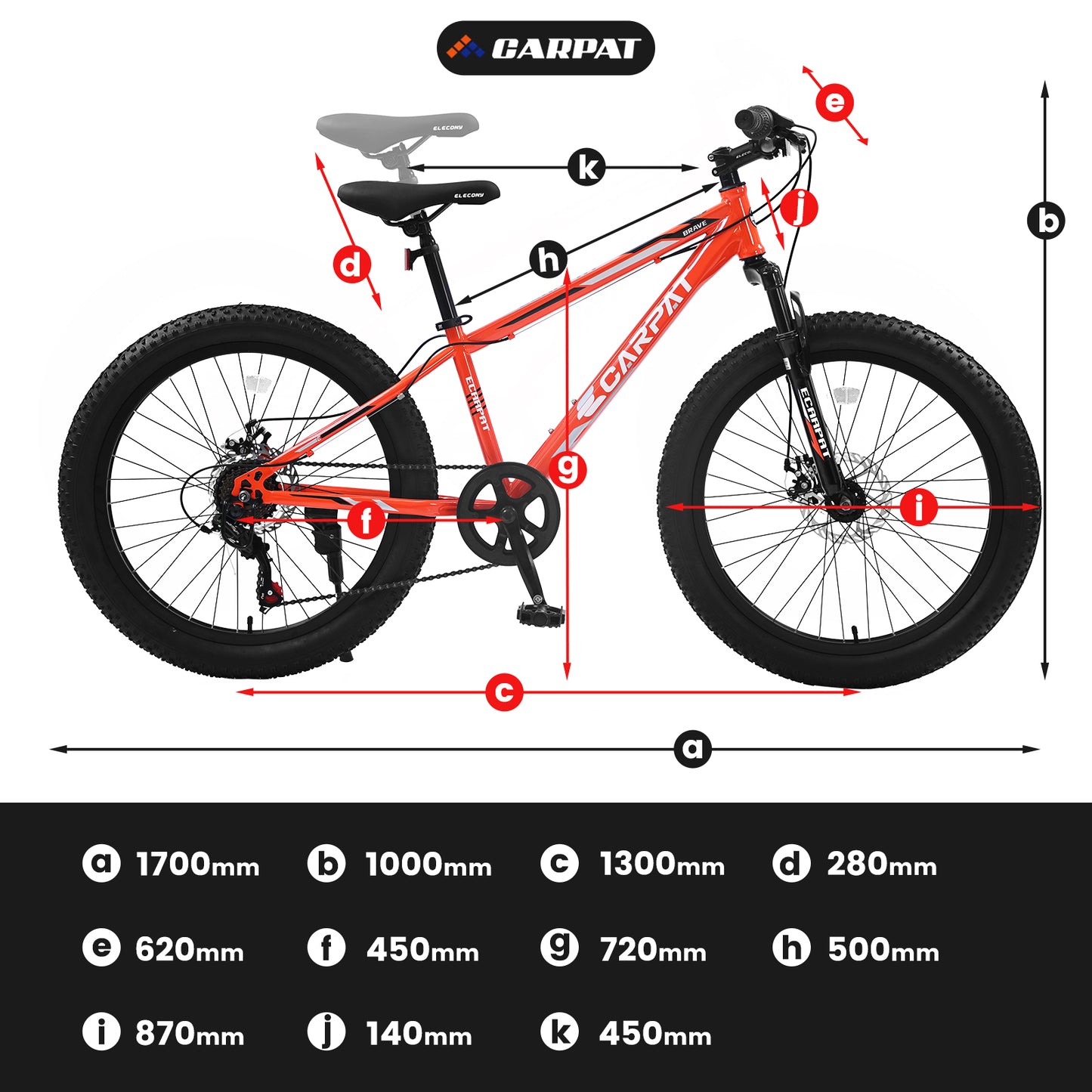 24x3 Inch Fat Tire Urban Commuter City Bike Shimano 7 Speed Front Suspension Dual Disc Brake High-Carbon Steel Frame Orange
