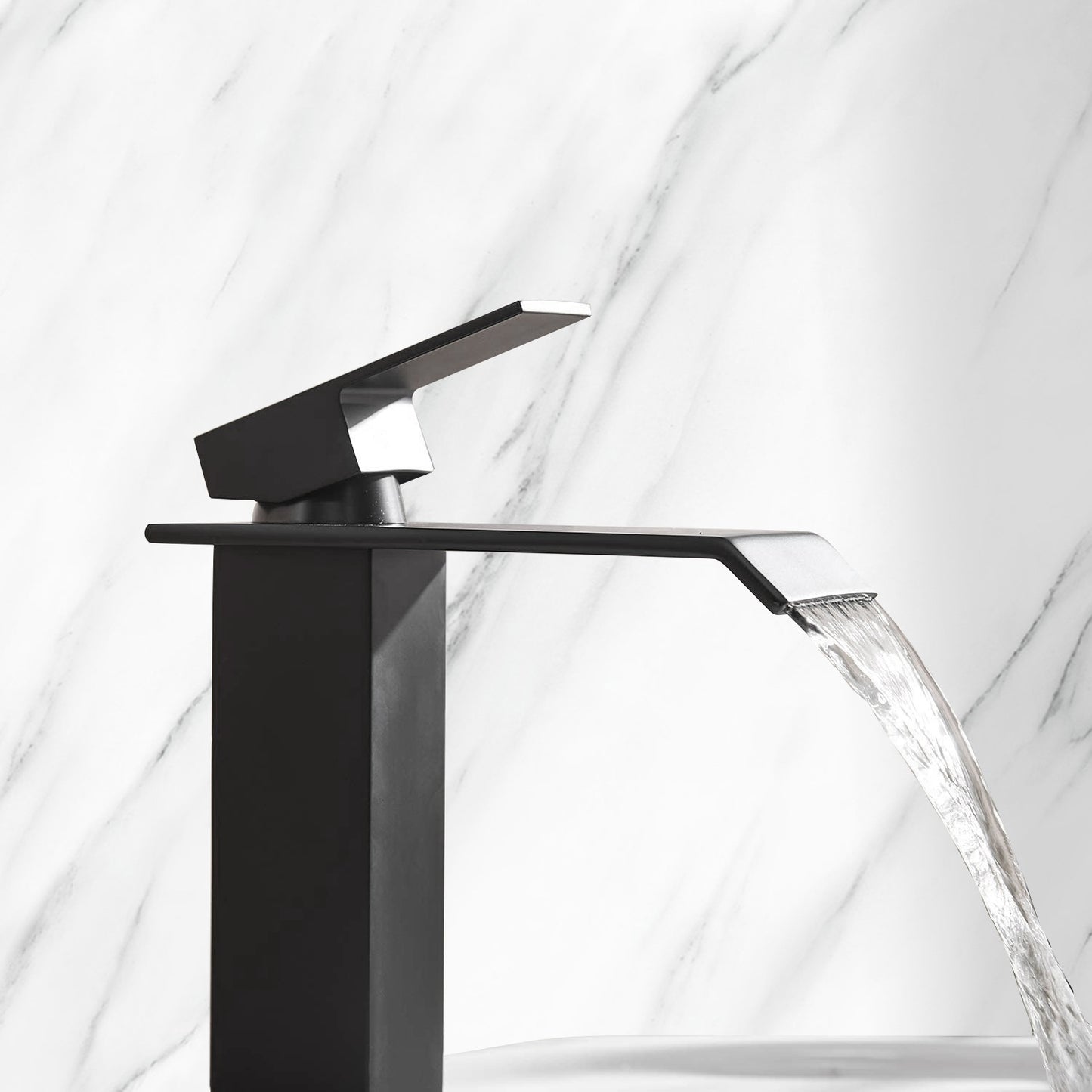 Bathroom Single Hole or Three Holes Sink Faucet Matte Black Single Handle With Deck Plate TH1008MB