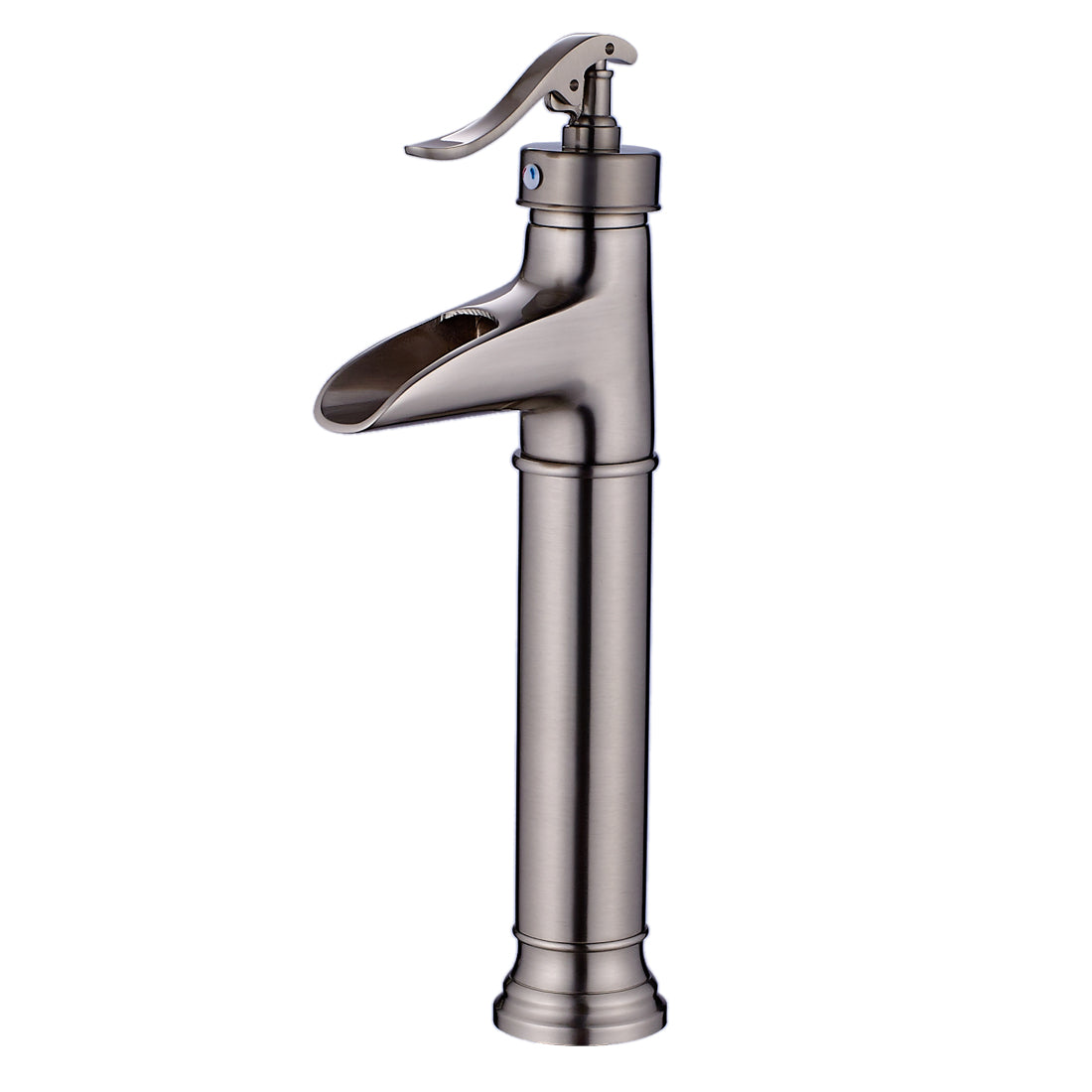 Bathroom Single Hole Vessel Waterfall Sink Faucet Brushed Nickel Single Handle Round W1932126975