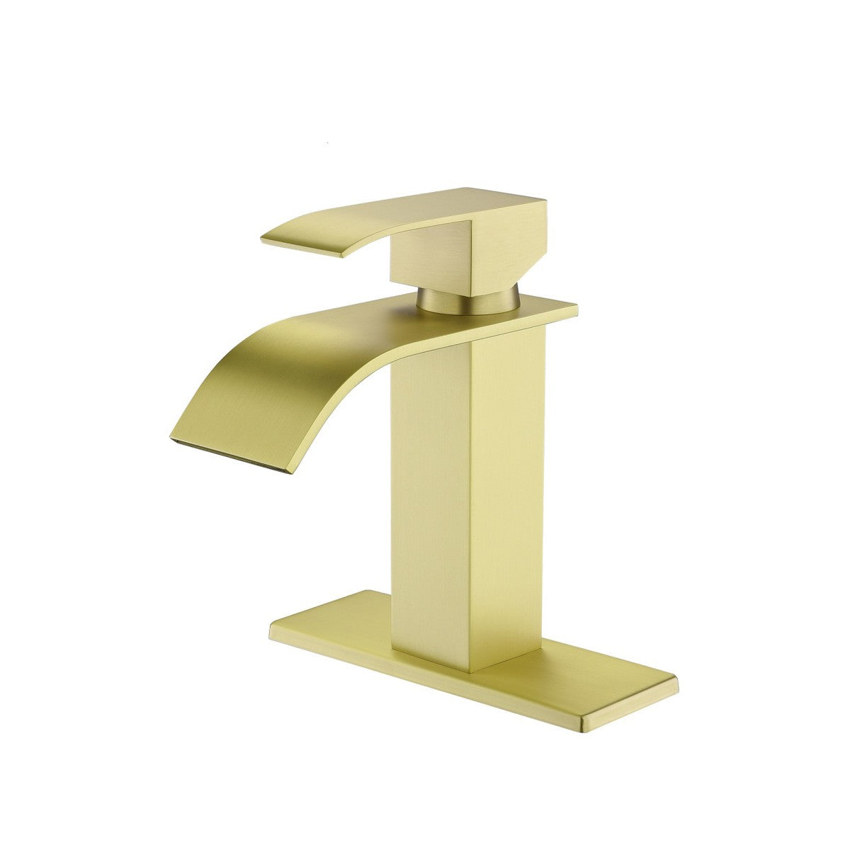 Bathroom Single Hole or Three Holes Sink Faucet Gold Single Handle With Deck Plate W2287P154573