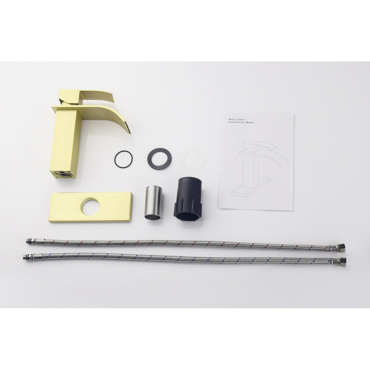 Bathroom Single Hole or Three Holes Sink Faucet Gold Single Handle With Deck Plate W2287P154573