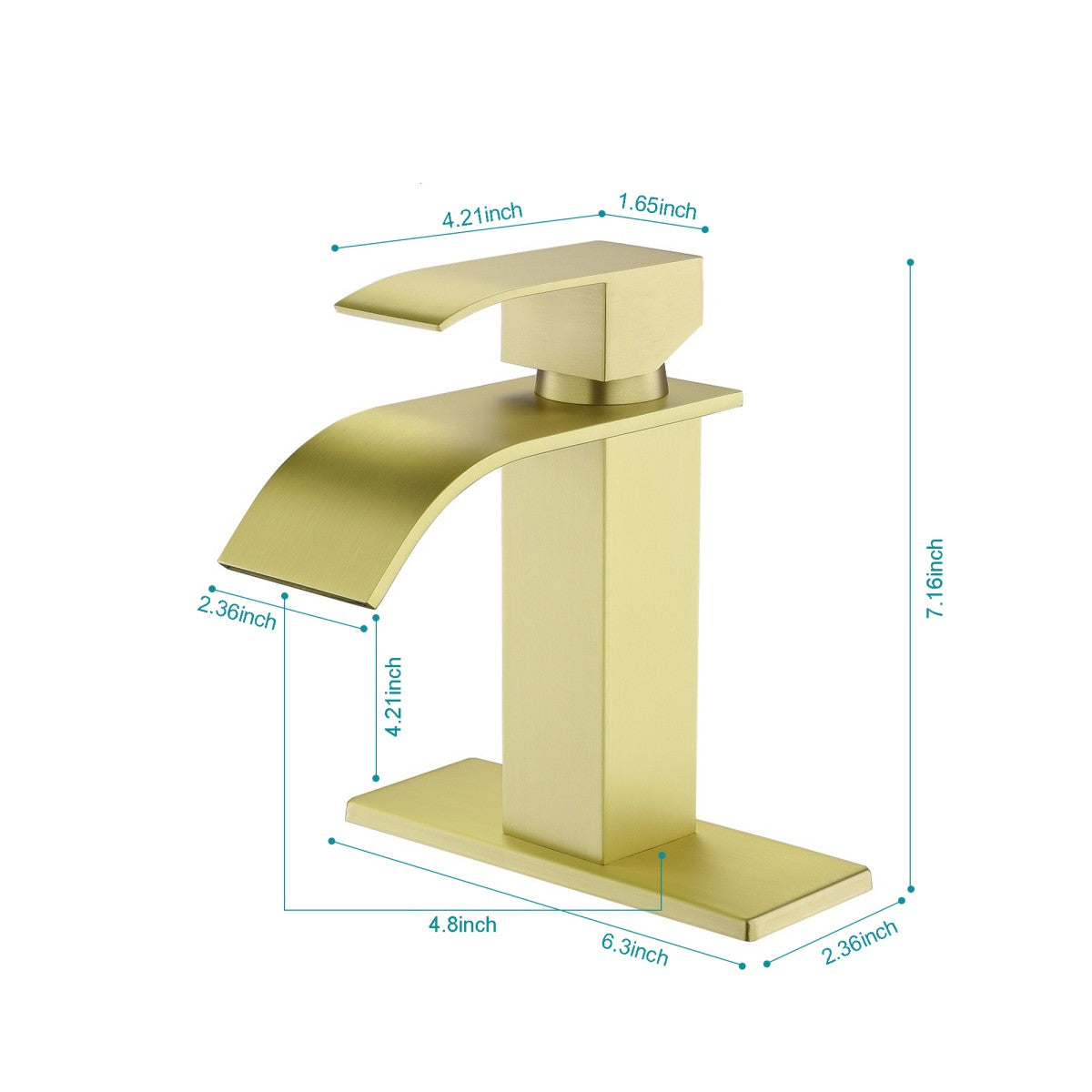 Bathroom Single Hole or Three Holes Sink Faucet Gold Single Handle With Deck Plate W2287P154573
